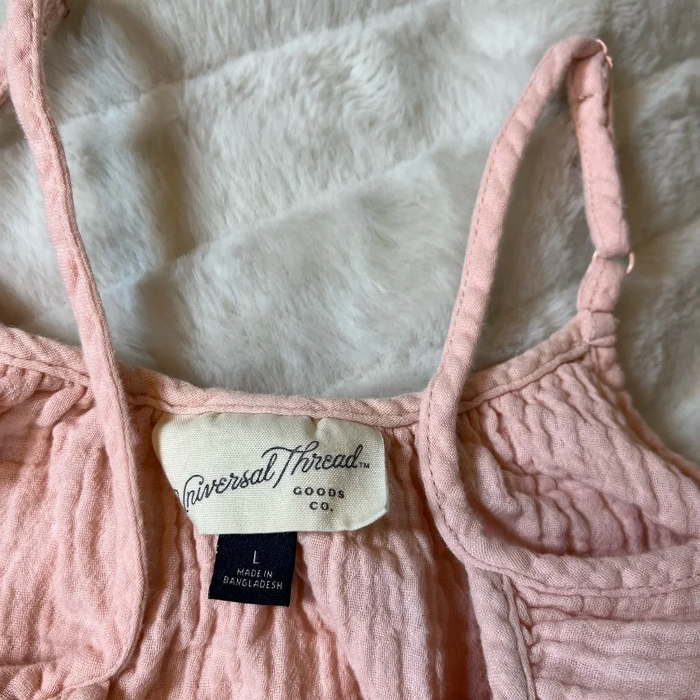 Universal Thread L Pale Pink Gauze Cotton Sundress Preppy City Spring Summer NYC